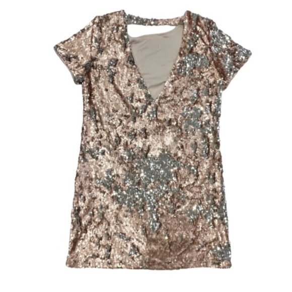 Shein Multicolor Sequins Sexy Mini Bodycon Dress Short Sleeves New Size Small - Picture 11 of 14